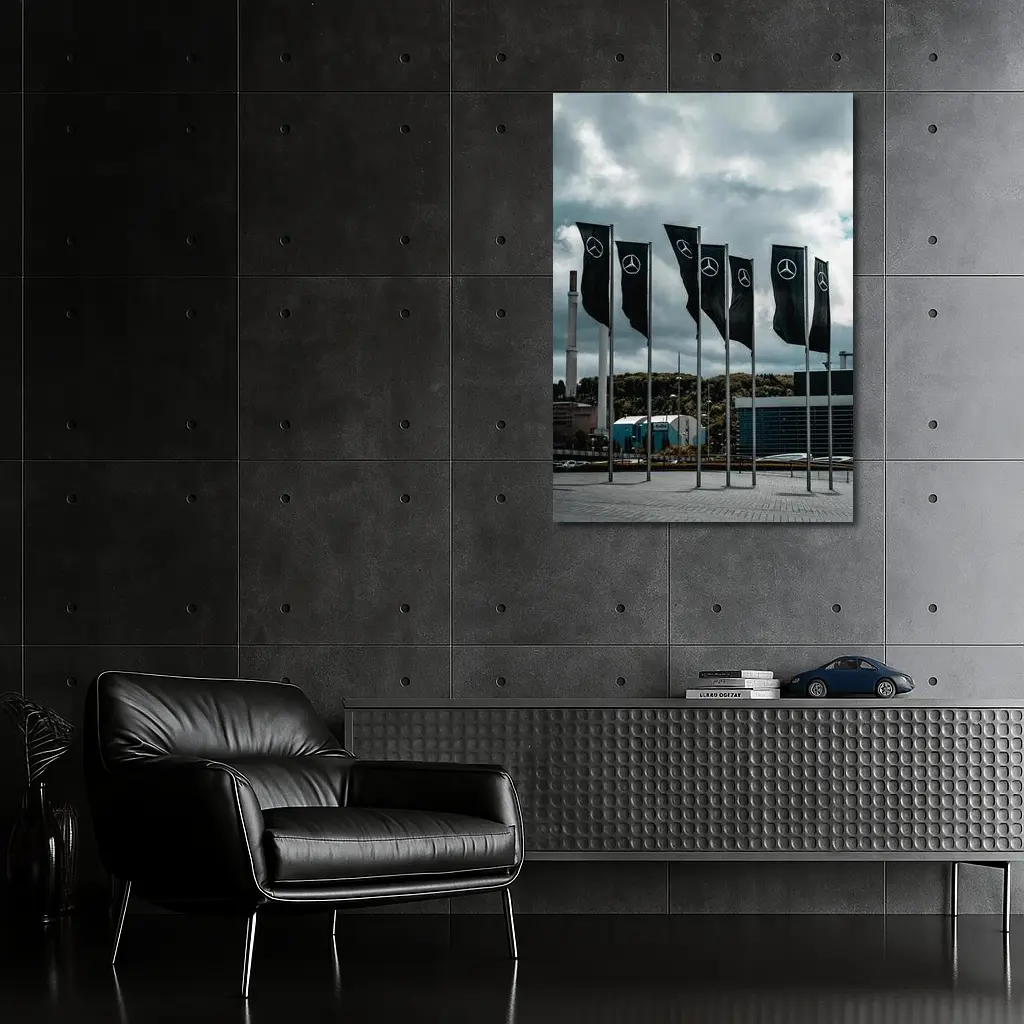 Mercedes Flags Row Cloudy Industrial Sky – Wall Art