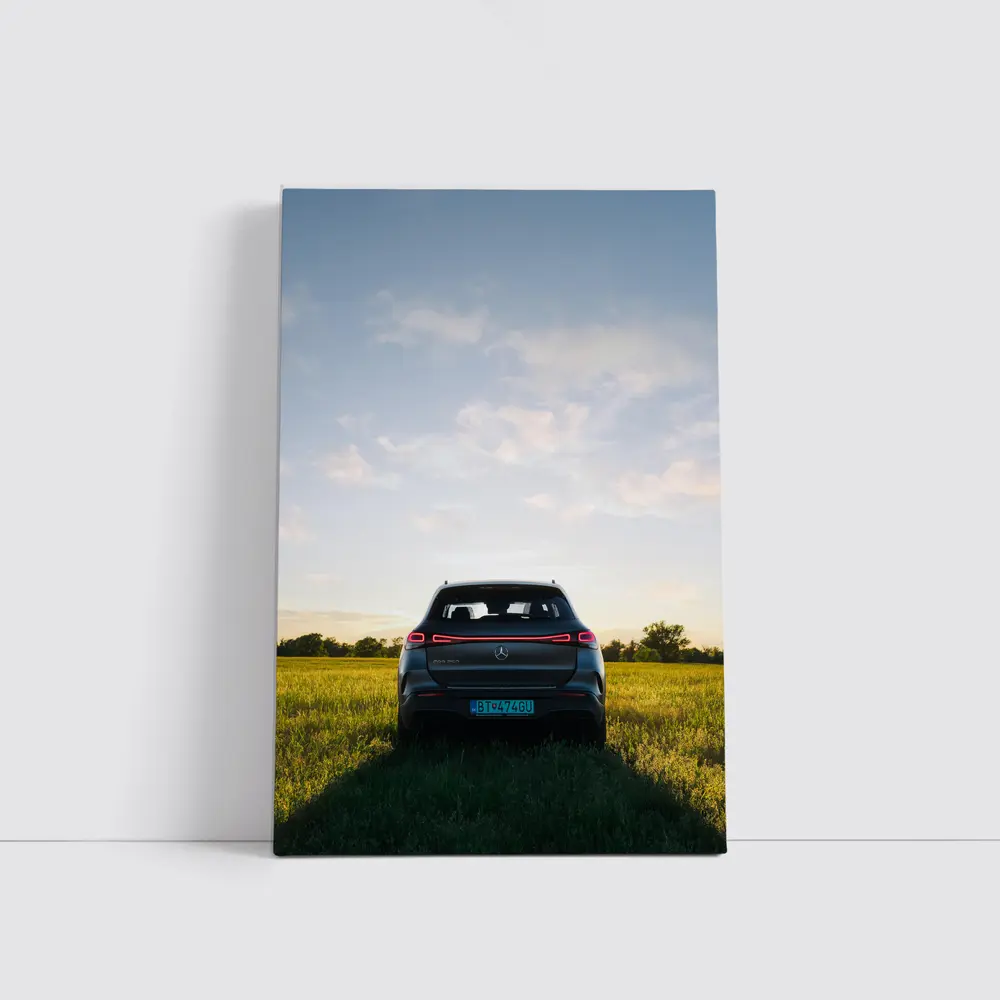 Mercedes EQC Rear View Green Field – Wall Art