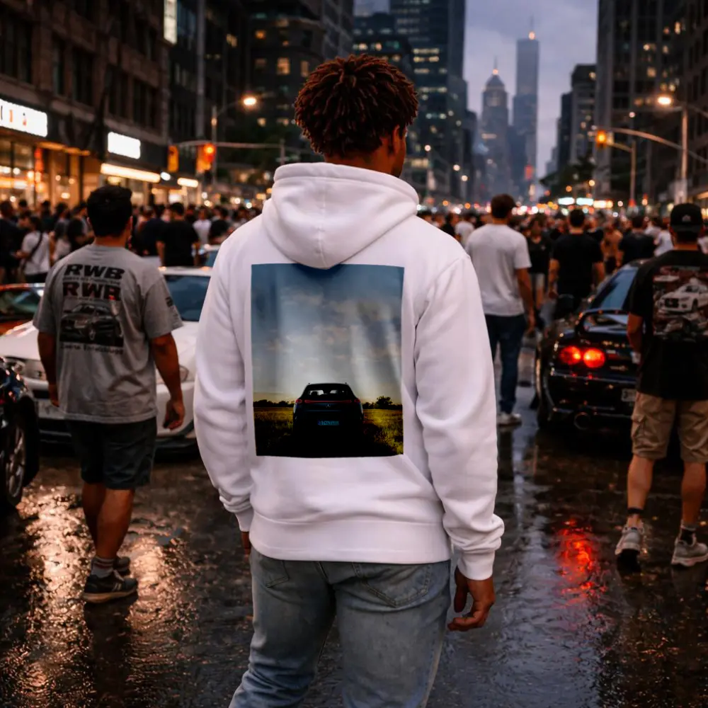 Mercedes EQC Rear View Green Field – Hoodies