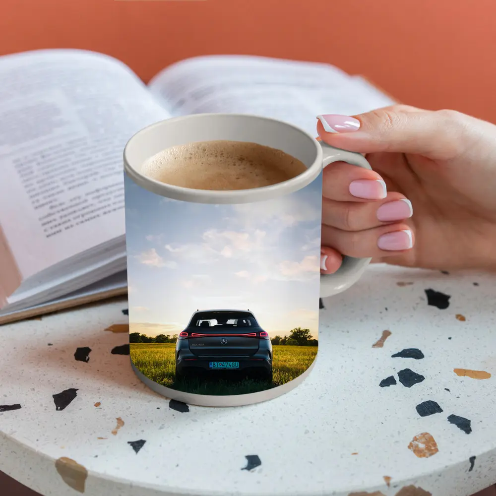 Mercedes EQC Rear View Green Field – Mugs