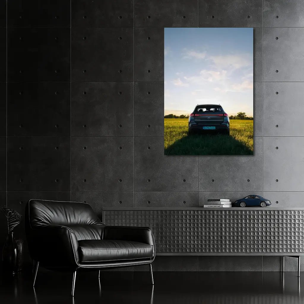 Mercedes EQC Rear View Green Field – Wall Art