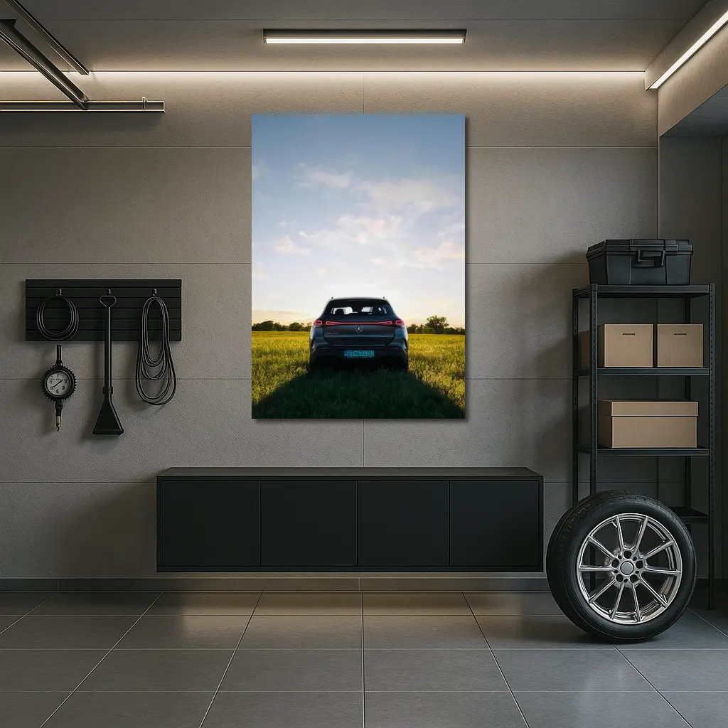 Mercedes EQC Rear View Green Field – Wall Art