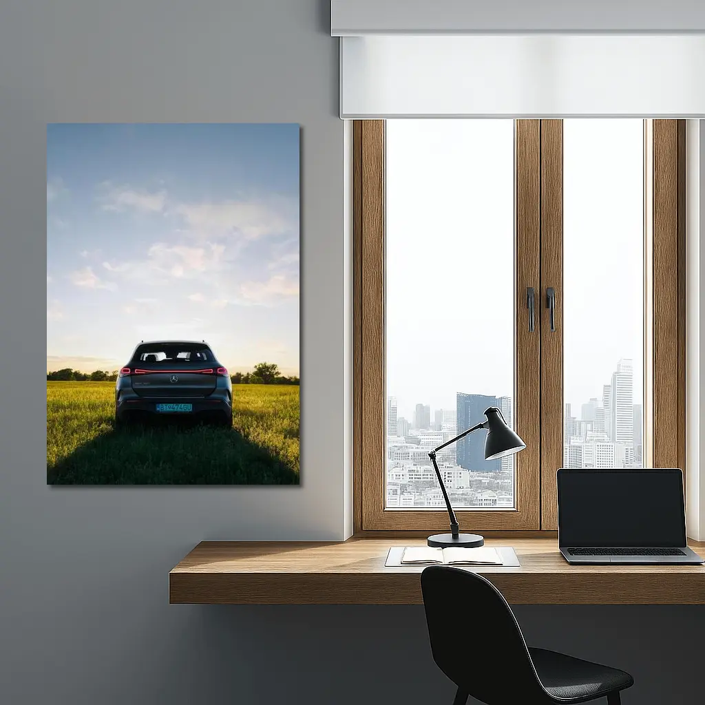 Mercedes EQC Rear View Green Field – Wall Art