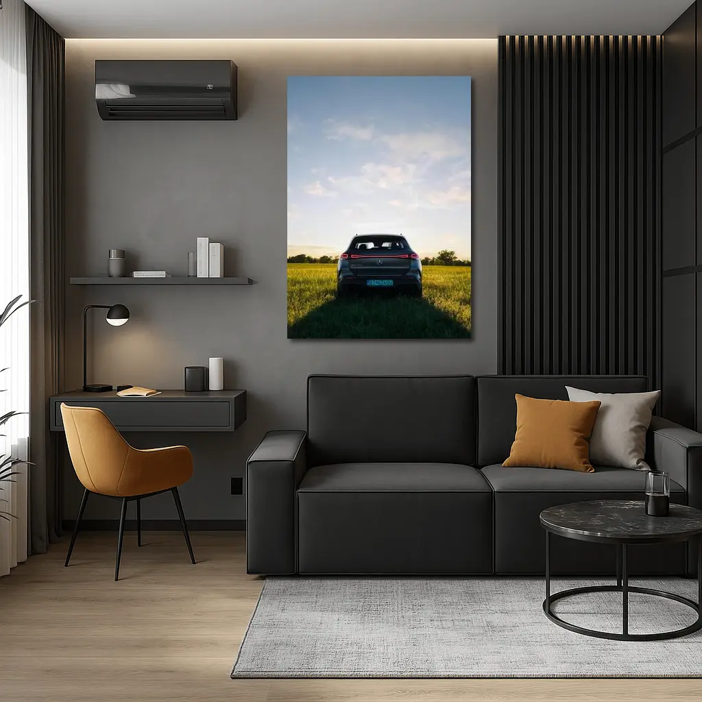 Mercedes EQC Rear View Green Field – Wall Art