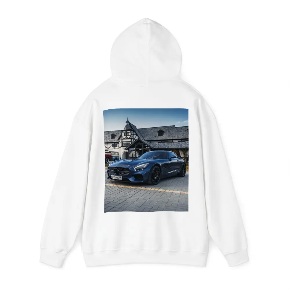 Mercedes AMG GT Blue Coupe Parked Outside – Hoodies