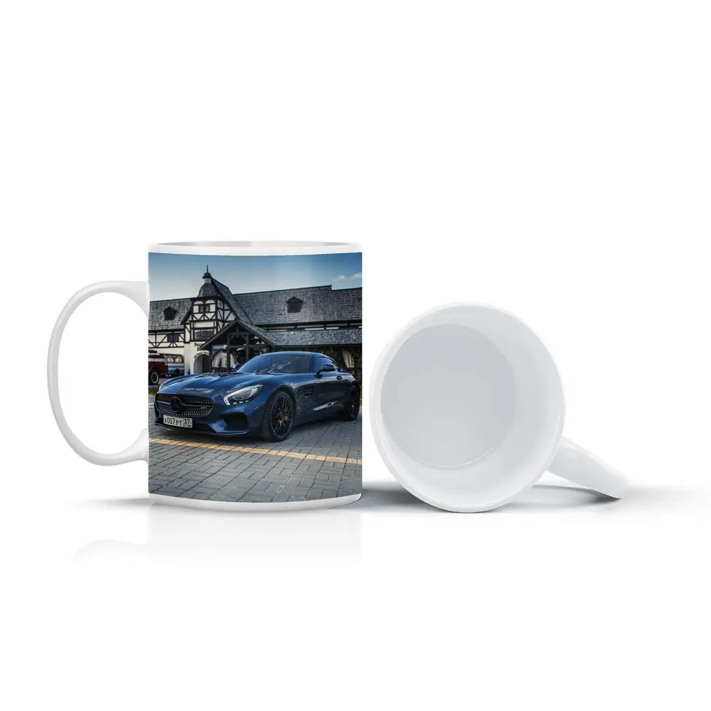 Mercedes AMG GT Blue Coupe Parked Outside – Mugs