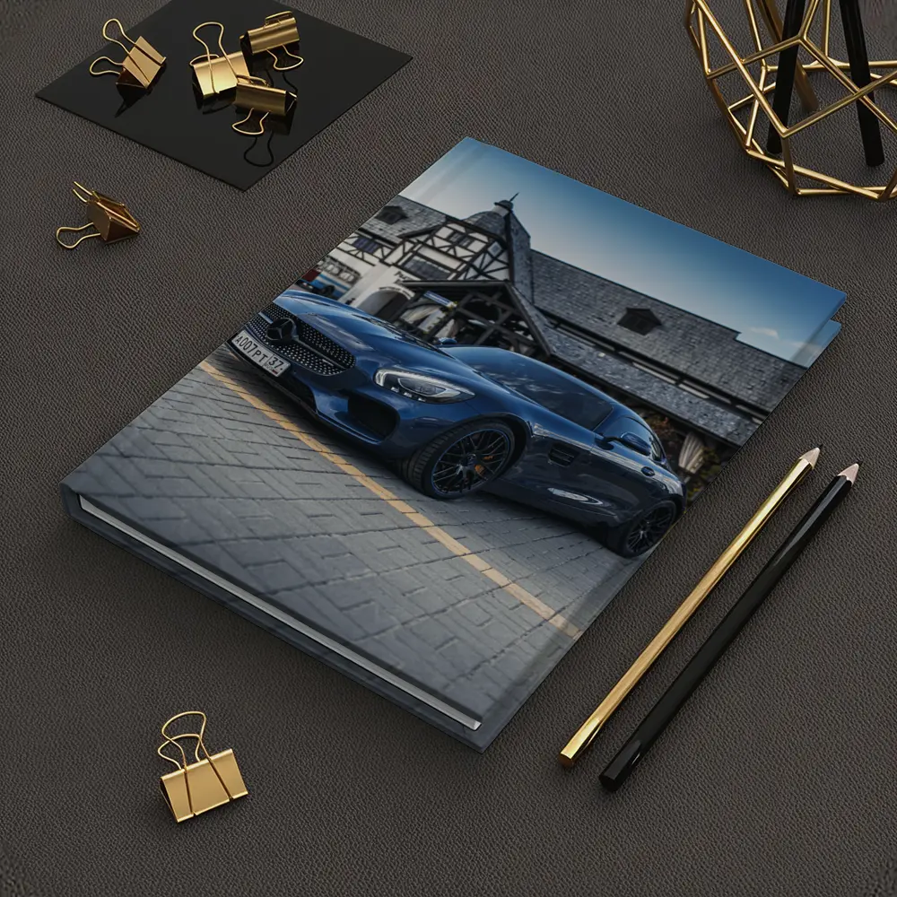 Mercedes AMG GT Blue Coupe Parked Outside – Notebooks