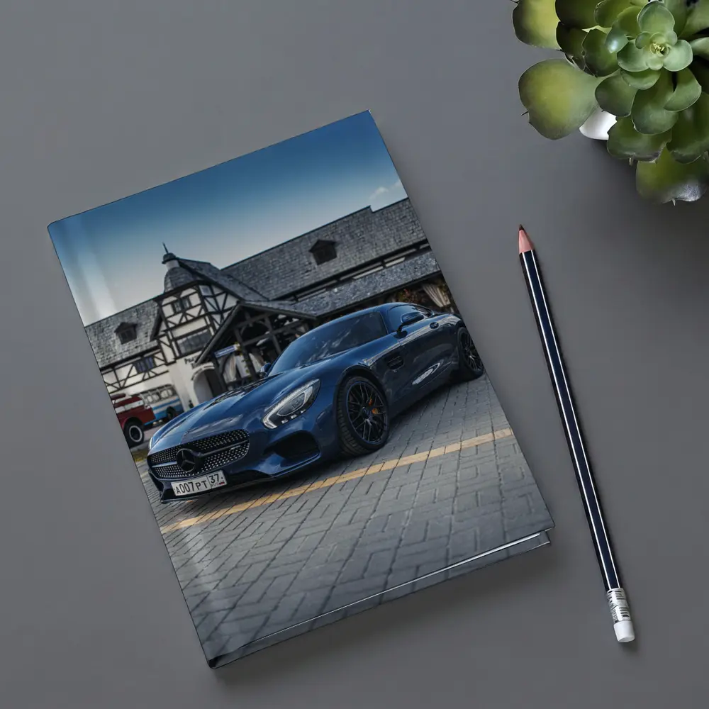 Mercedes AMG GT Blue Coupe Parked Outside – Notebooks