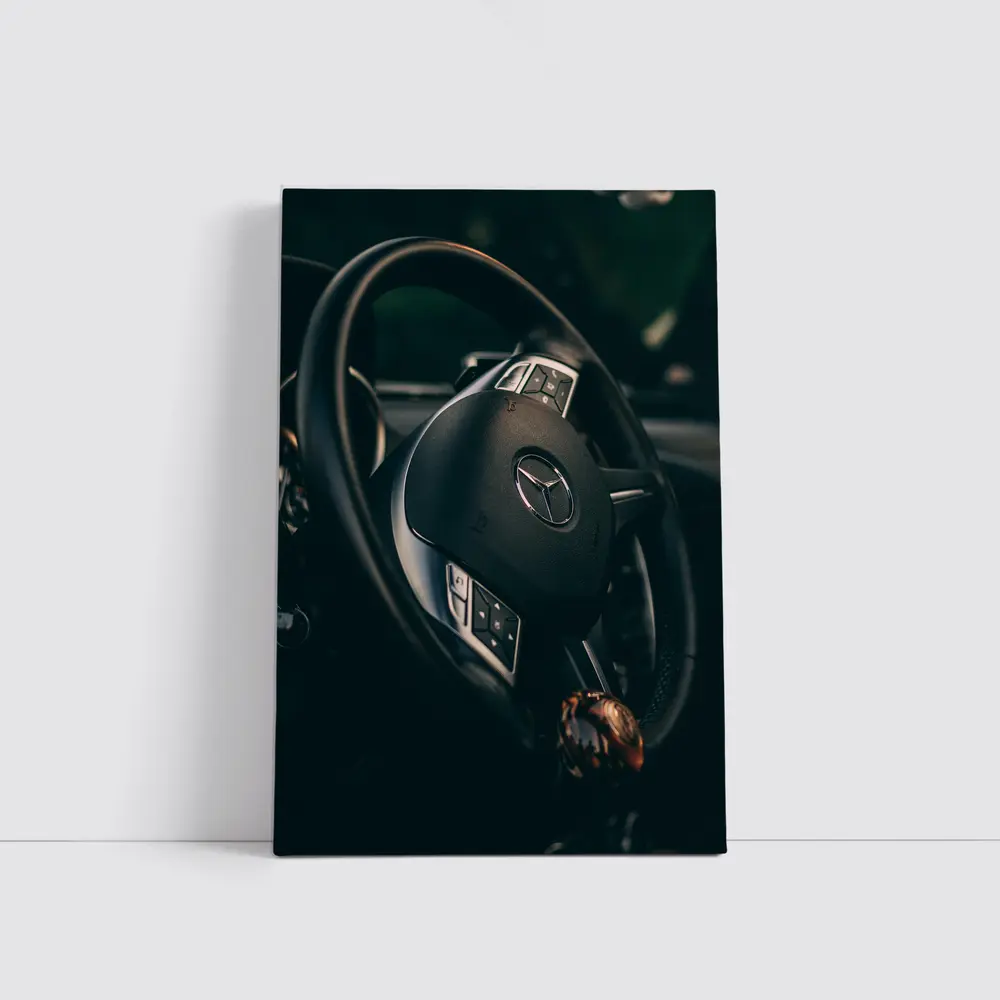Mercedes Benz Steering Wheel Dark Interior – Wall Art