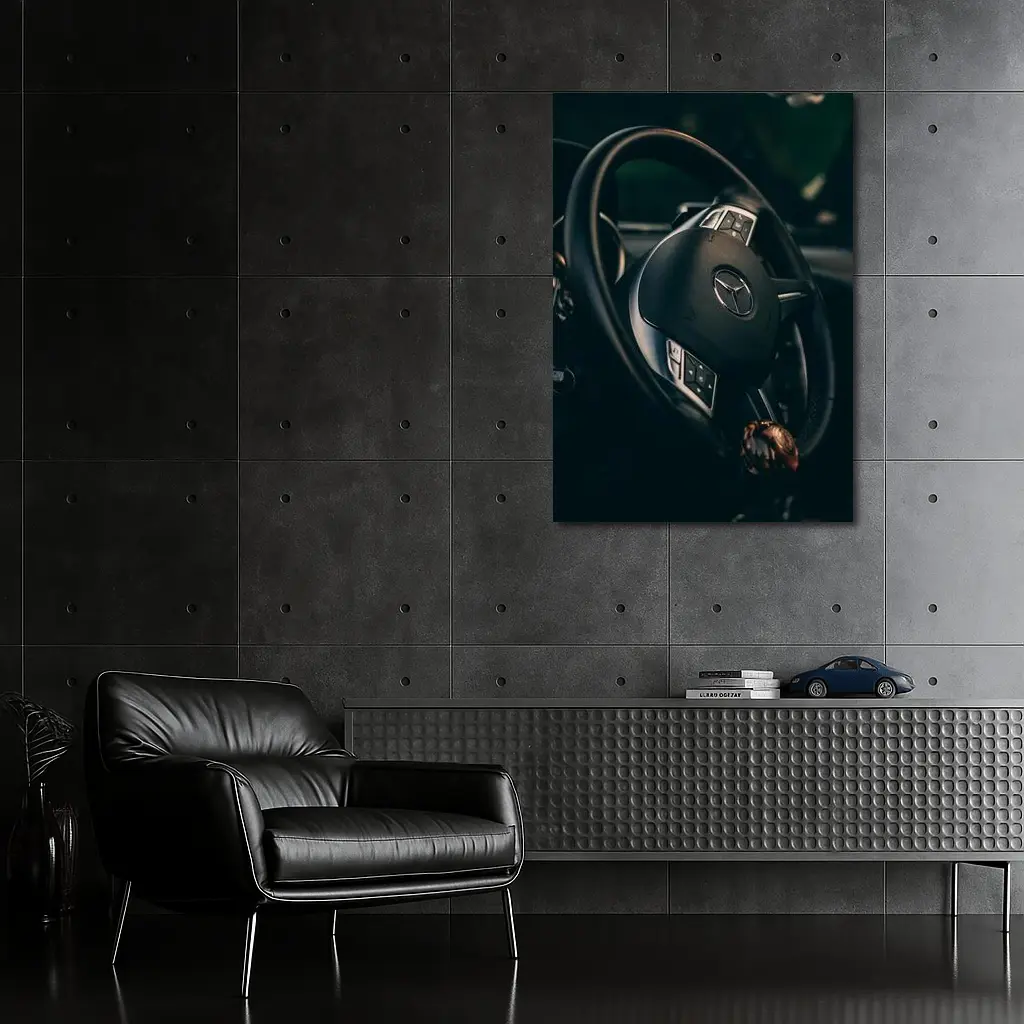 Mercedes Benz Steering Wheel Dark Interior – Wall Art