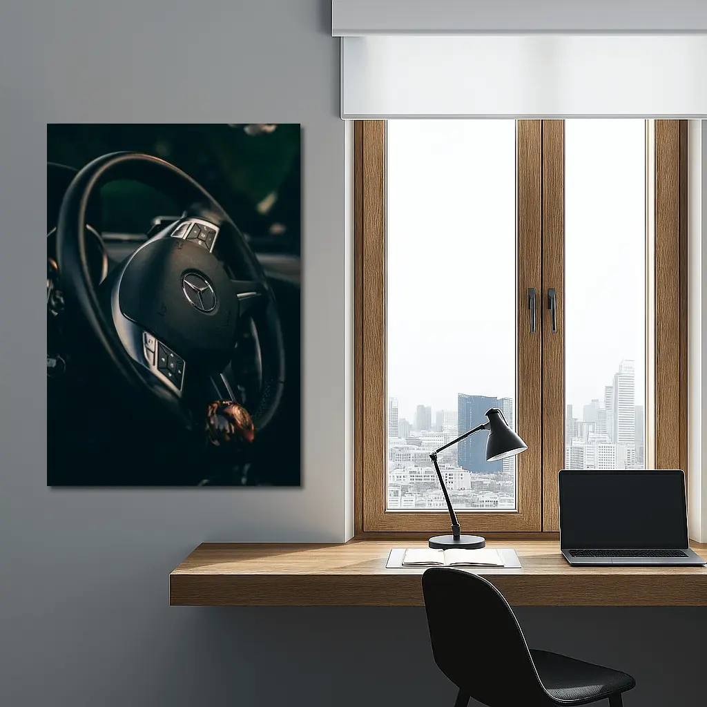Mercedes Benz Steering Wheel Dark Interior – Wall Art