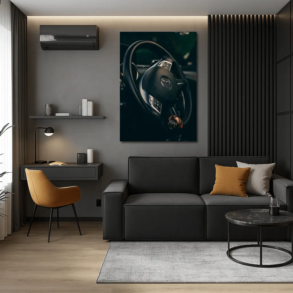 Mercedes Benz Steering Wheel Dark Interior – Wall Art