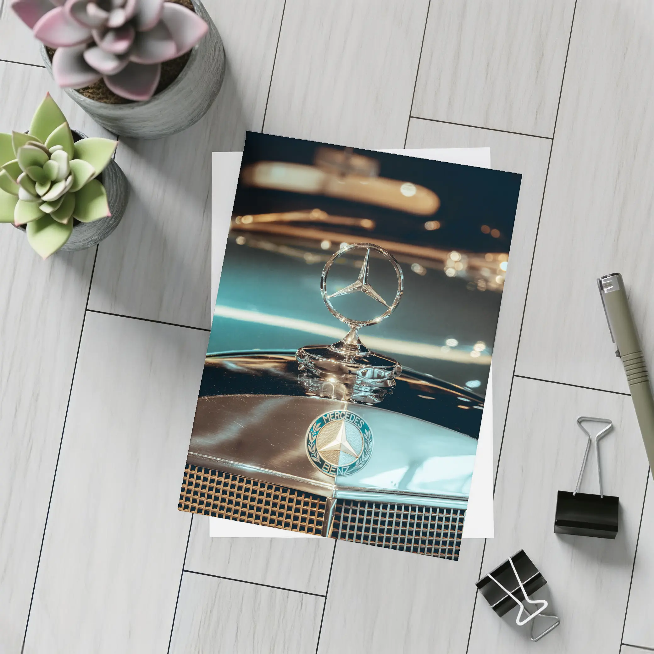 Mercedes Benz Hood Star Classic Car Detail – Postcards