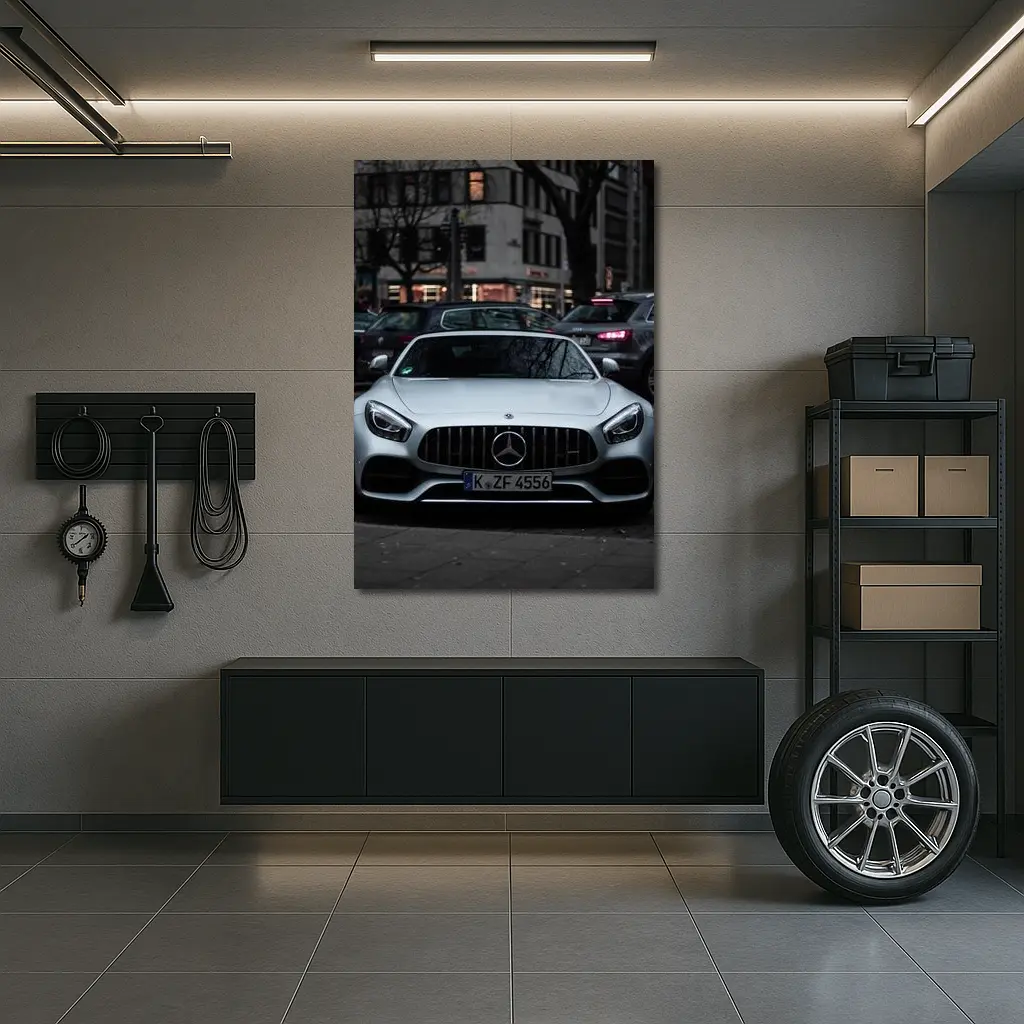Mercedes AMG GT Silver City Street – Wall Art