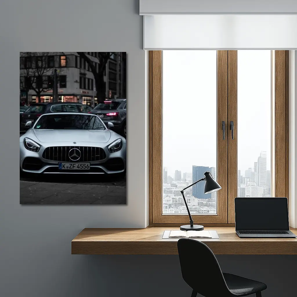 Mercedes AMG GT Silver City Street – Wall Art