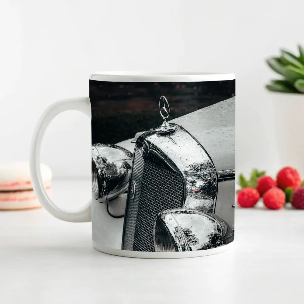 Classic Mercedes Wet Chrome Grille Close Up – Mugs