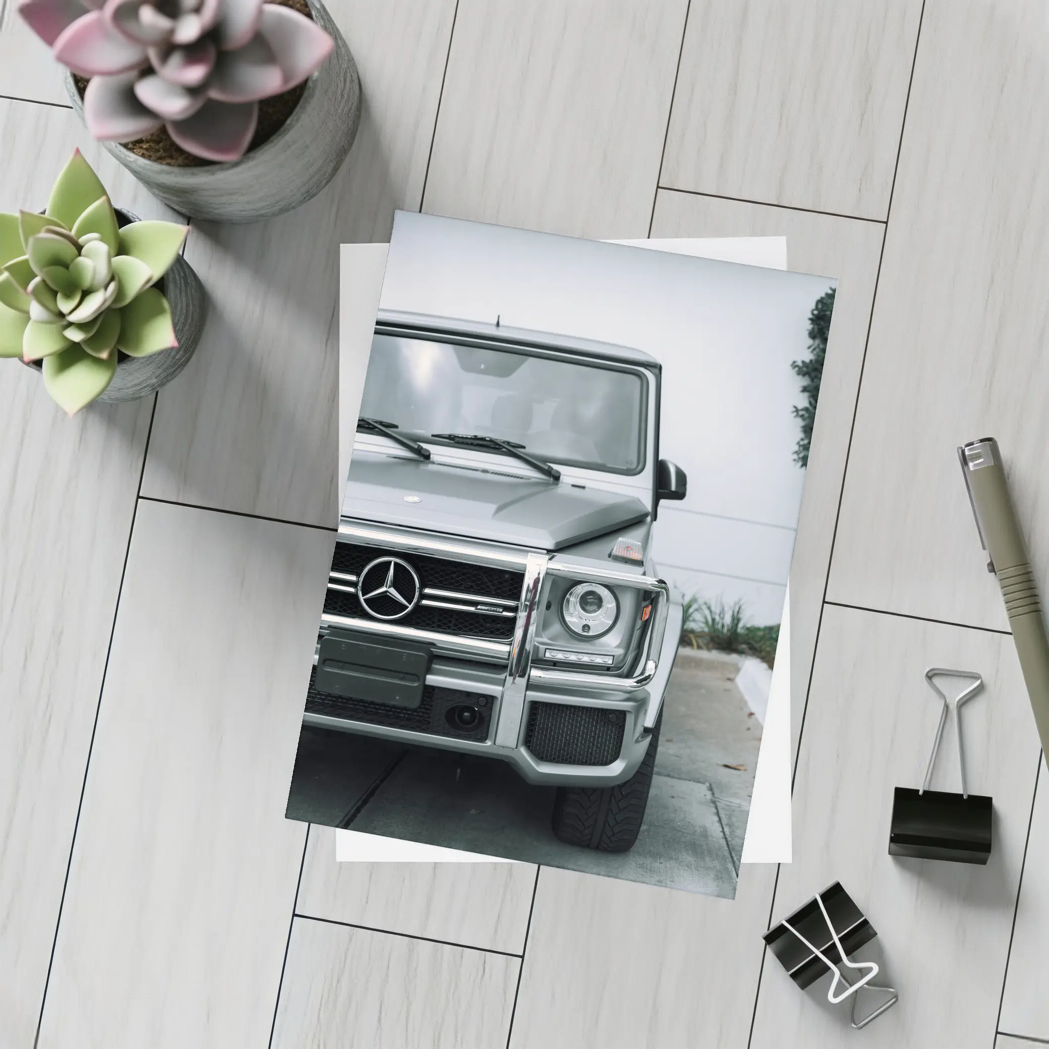 Mercedes G Class AMG Silver Front View – Postcards