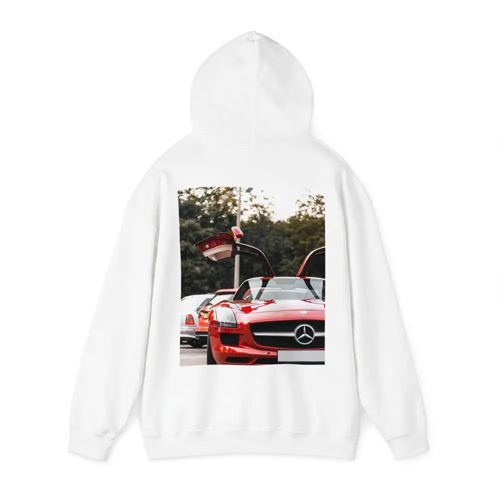 Red Mercedes SLS AMG Gullwing Doors Open – Hoodies