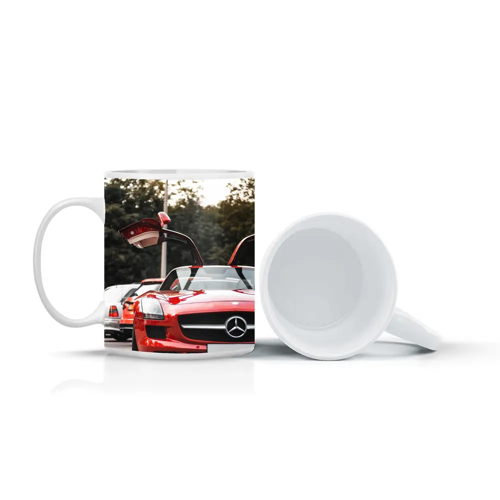 Red Mercedes SLS AMG Gullwing Doors Open – Mugs