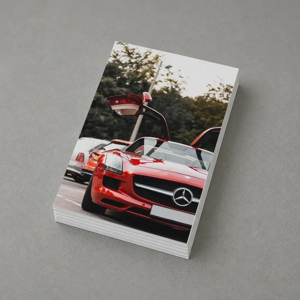 Red Mercedes SLS AMG Gullwing Doors Open – Postcards