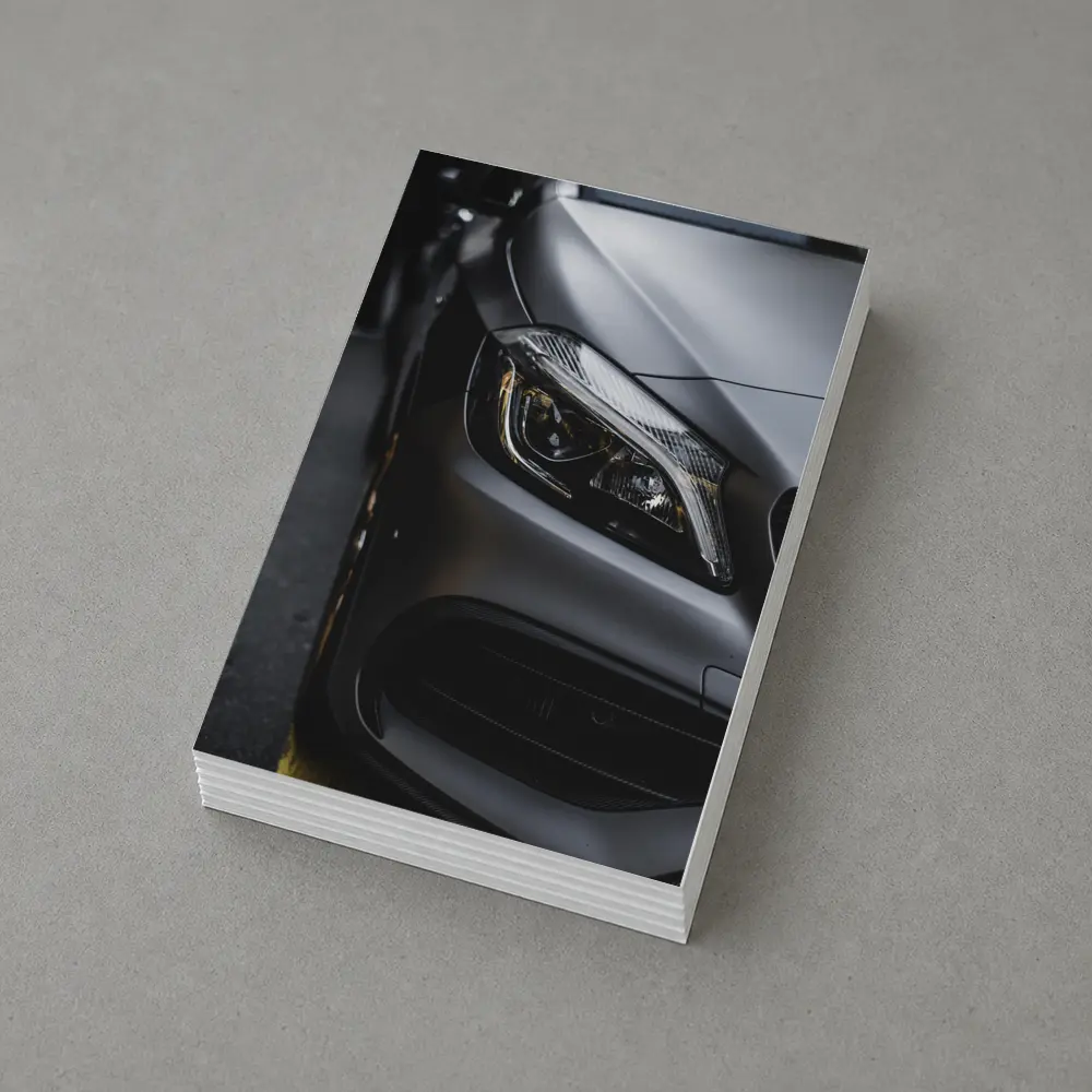 Mercedes AMG Matte Gray Front Headlight Close – Postcards