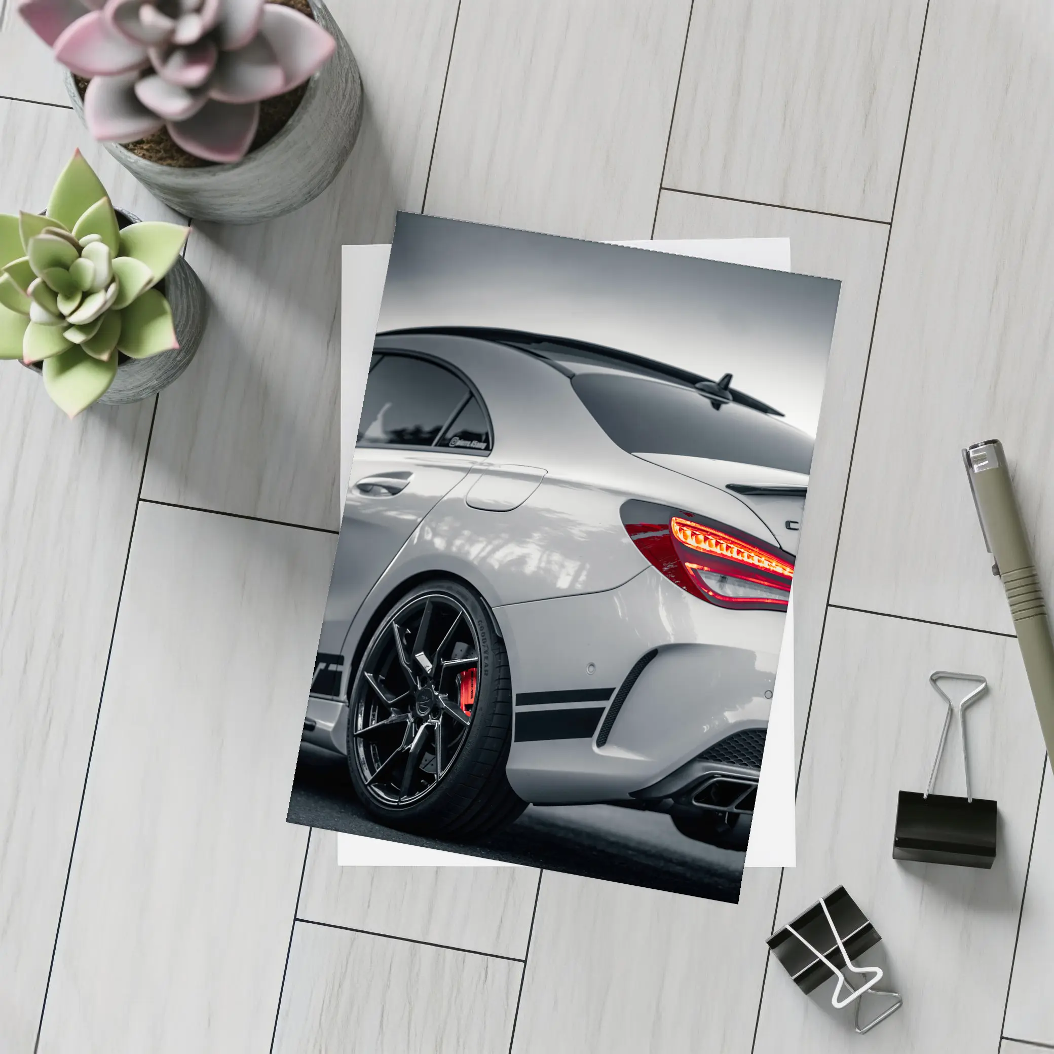 Mercedes AMG Gray Sports Car Rear View – Postcards