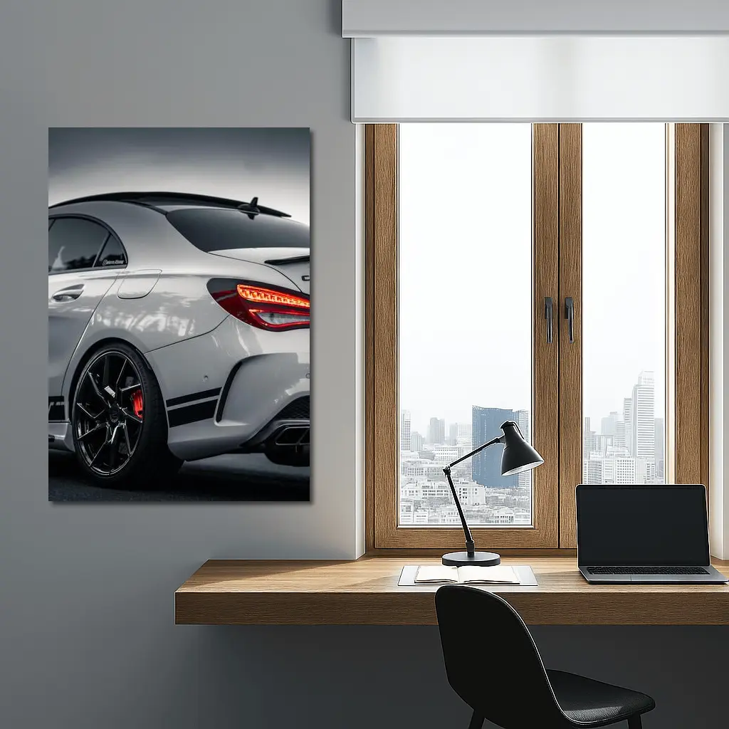 Mercedes AMG Gray Sports Car Rear View – Wall Art