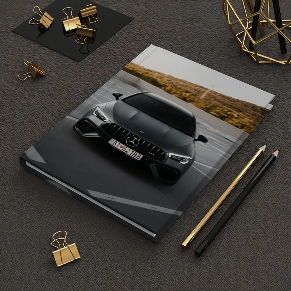 Mercedes AMG Gray Sedan Rooftop Parking – Notebooks