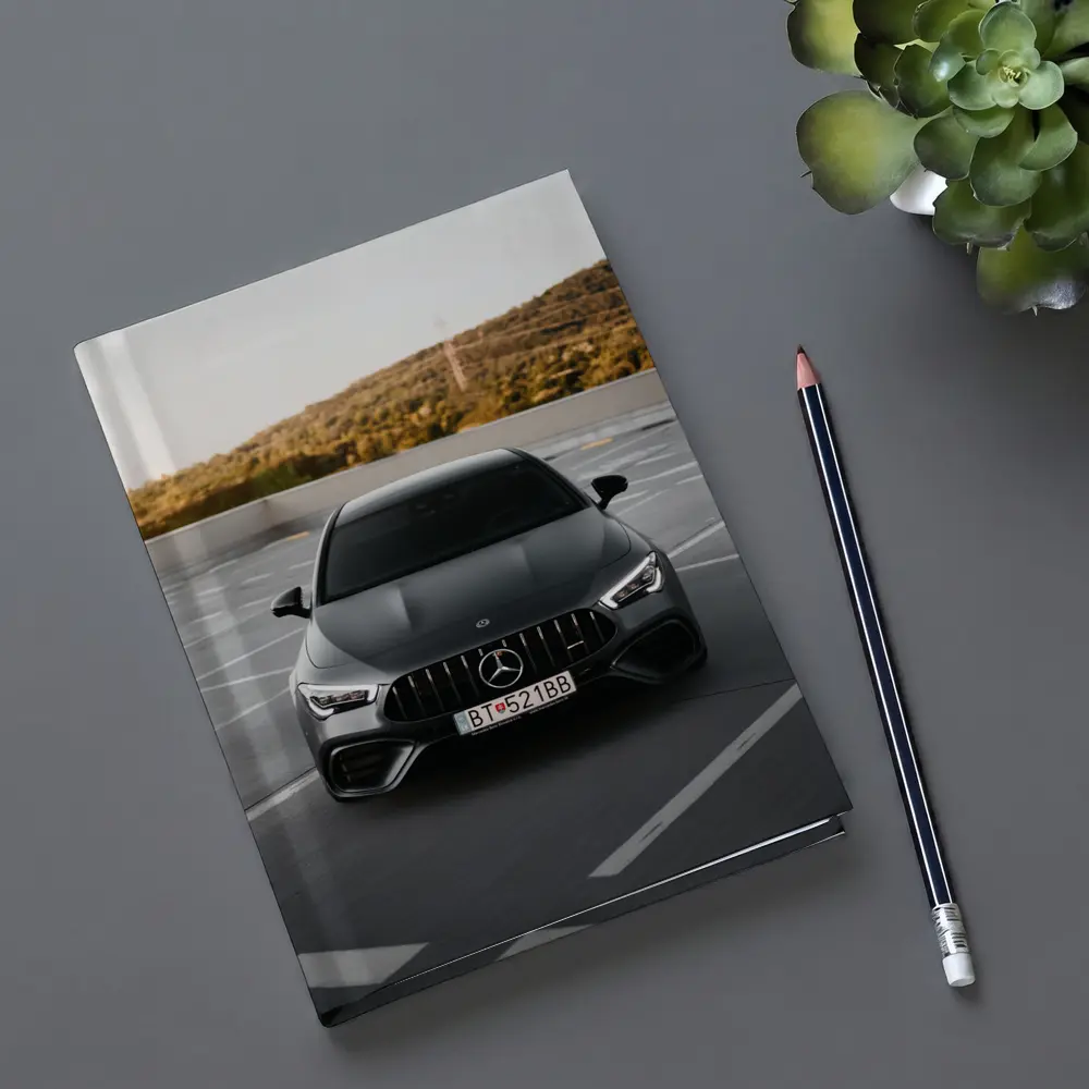 Mercedes AMG Gray Sedan Rooftop Parking – Notebooks