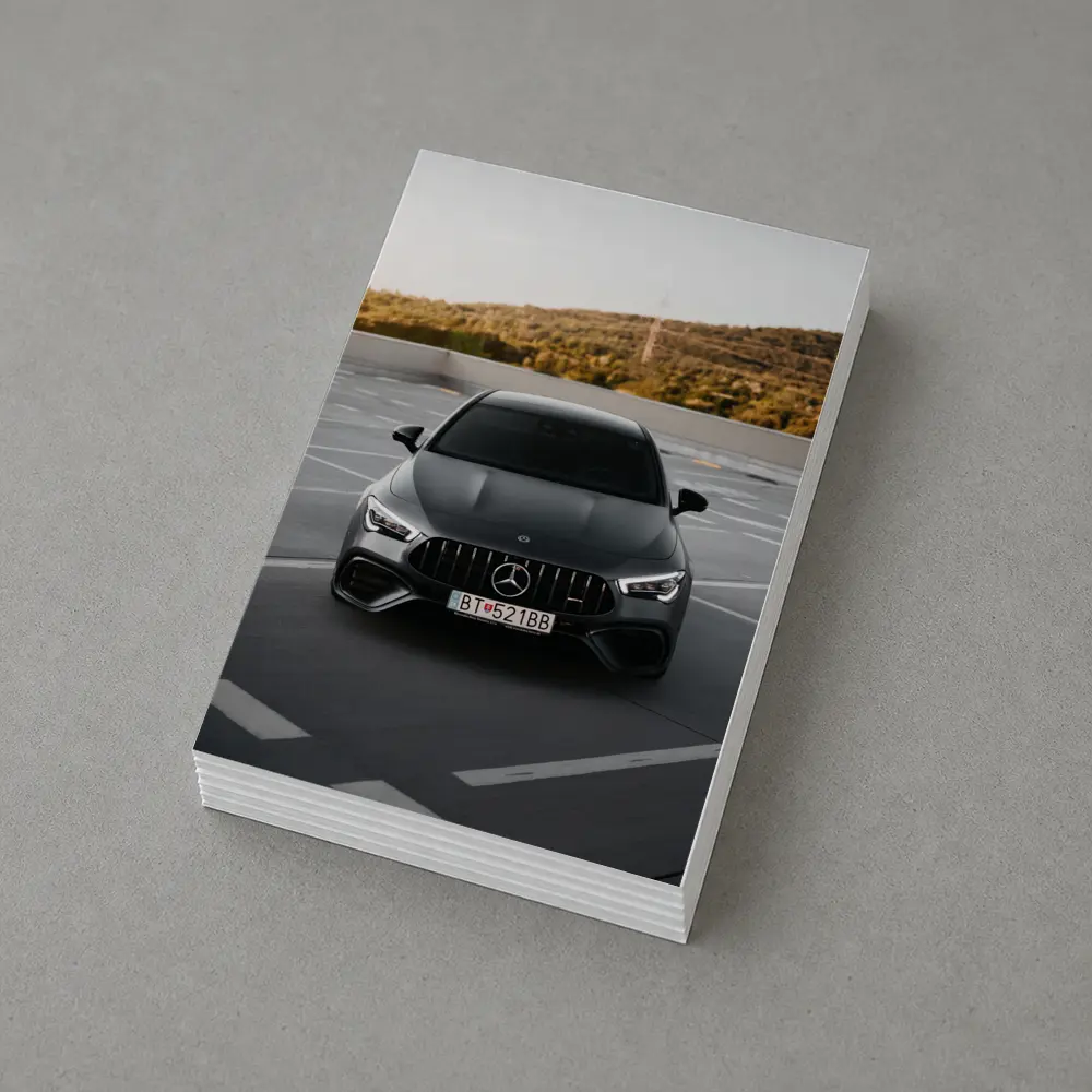 Mercedes AMG Gray Sedan Rooftop Parking – Postcards