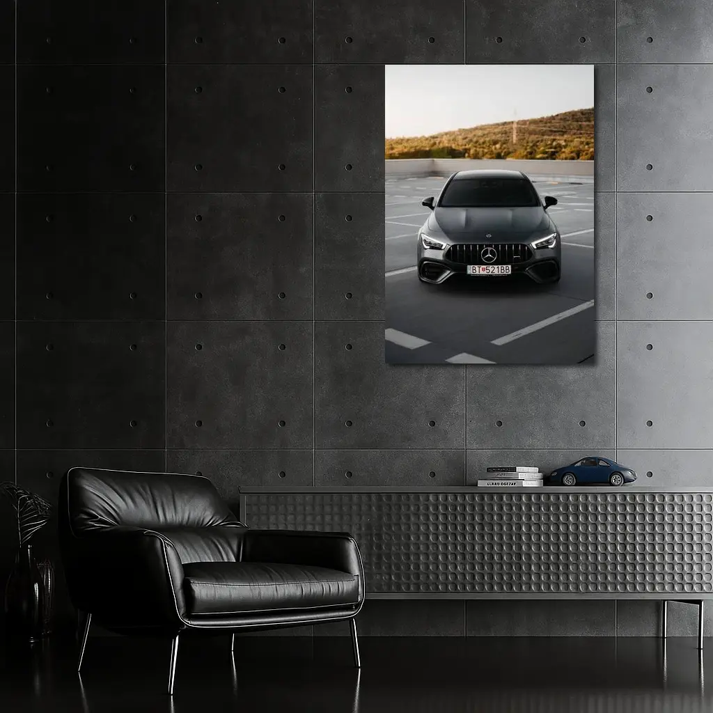 Mercedes AMG Gray Sedan Rooftop Parking – Wall Art