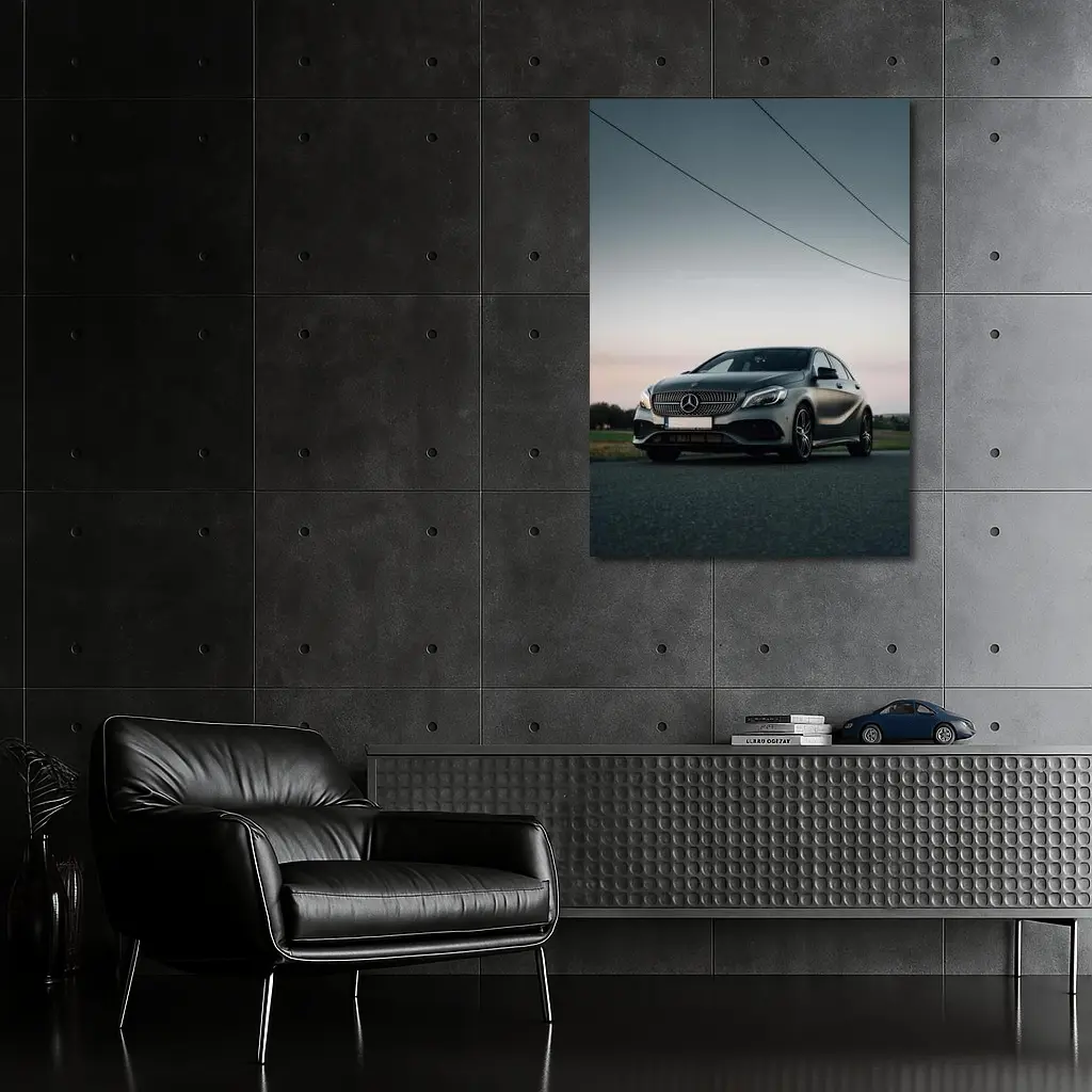 Mercedes A Class Gray Hatchback Dusk Road – Wall Art