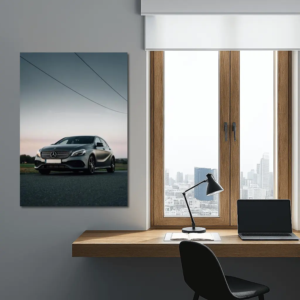 Mercedes A Class Gray Hatchback Dusk Road – Wall Art