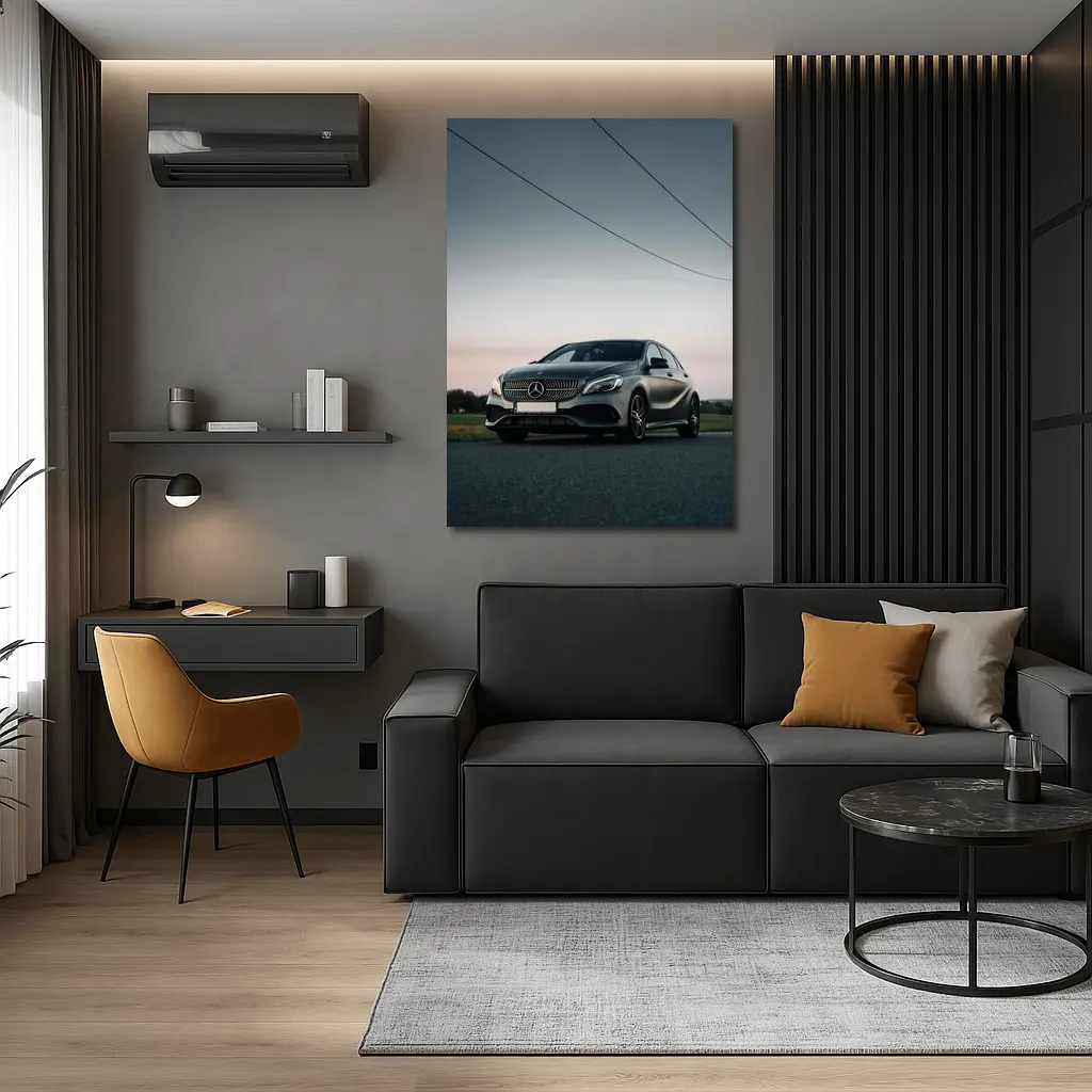 Mercedes A Class Gray Hatchback Dusk Road – Wall Art