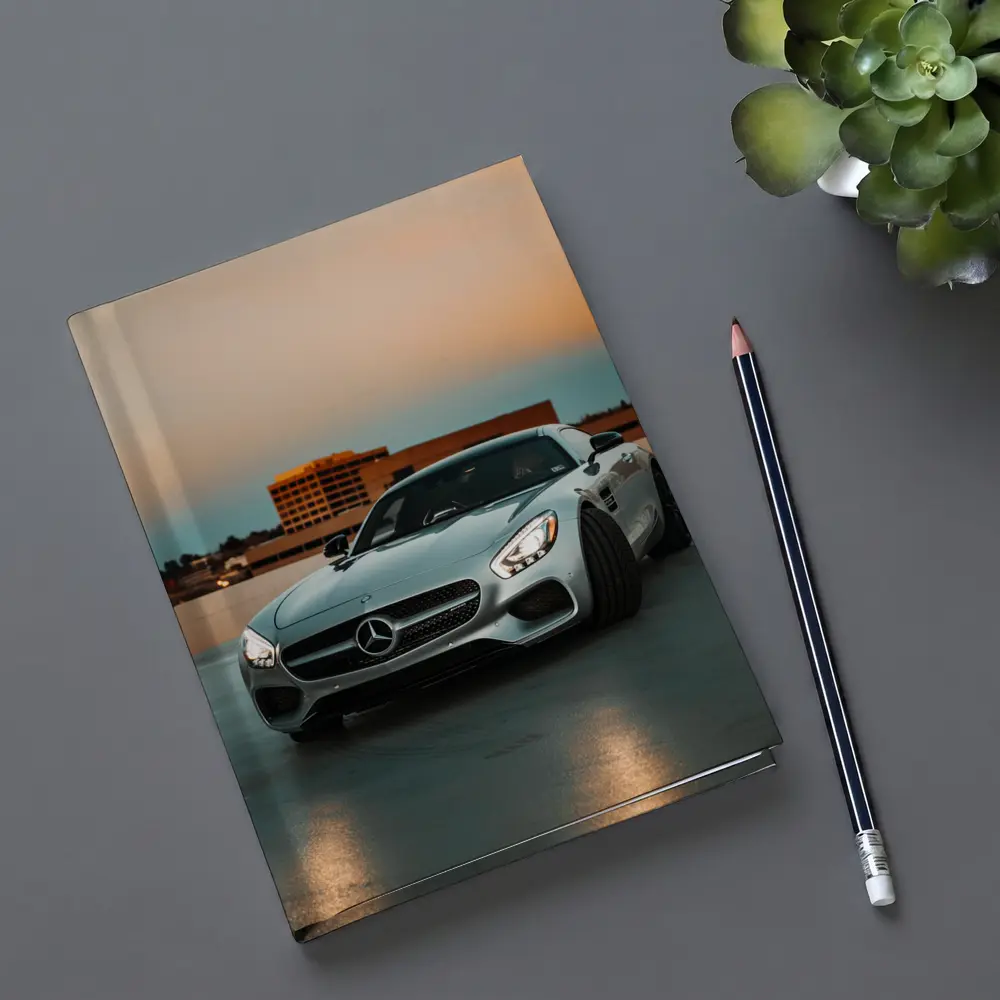 Mercedes AMG GT Silver Rooftop Sunset – Notebooks