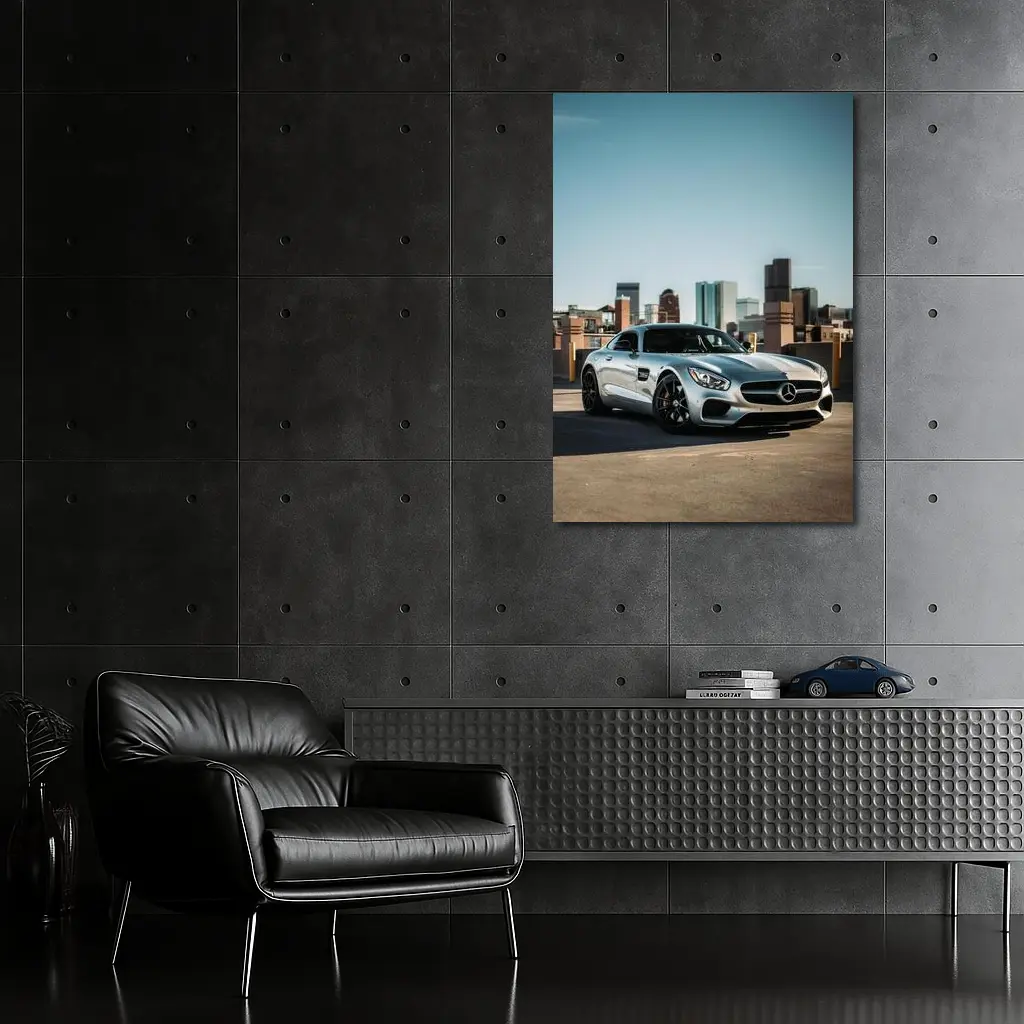 Mercedes AMG GT Silver City Skyline – Wall Art