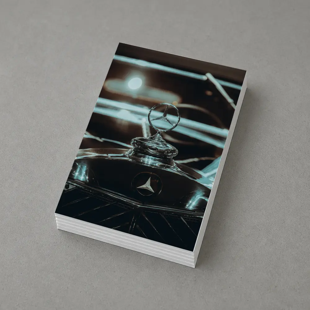 Mercedes Classic Hood Ornament Dark Background – Postcards