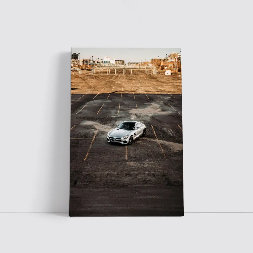 Mercedes AMG GT Silver Empty Parking Lot – Wall Art