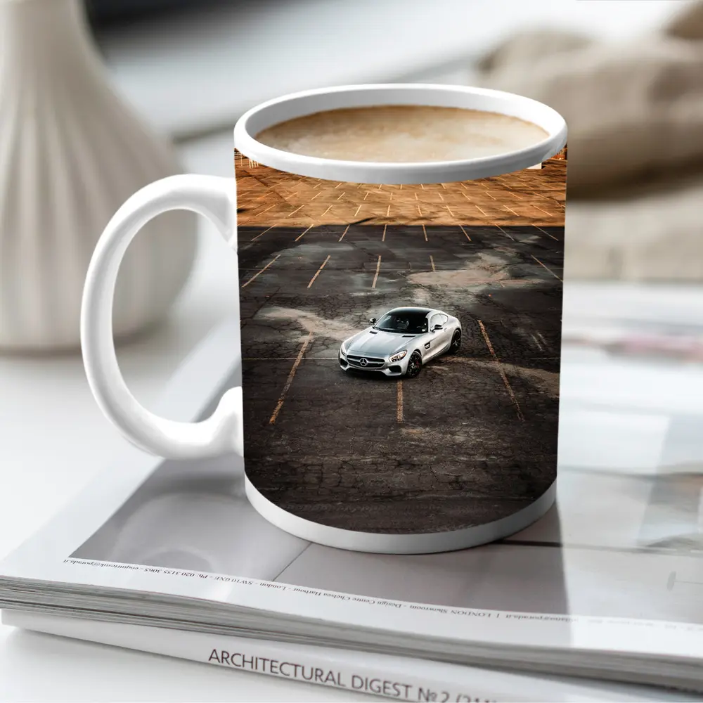 Mercedes AMG GT Silver Empty Parking Lot – Mugs