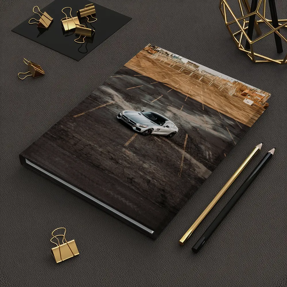 Mercedes AMG GT Silver Empty Parking Lot – Notebooks