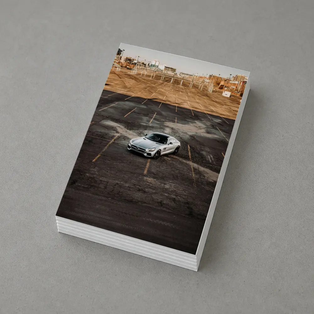 Mercedes AMG GT Silver Empty Parking Lot – Postcards