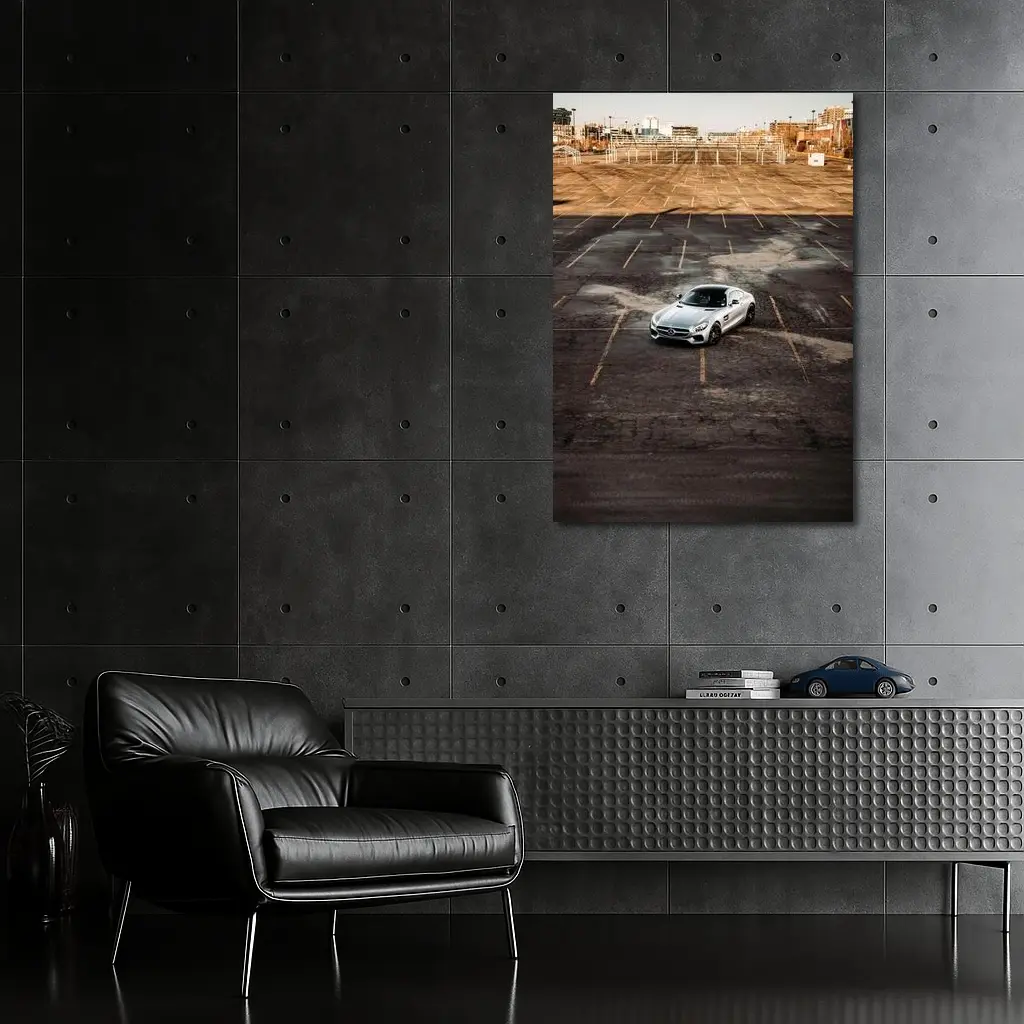 Mercedes AMG GT Silver Empty Parking Lot – Wall Art