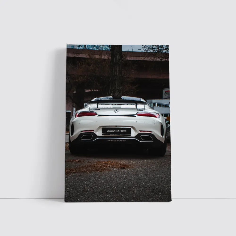 Mercedes AMG GT White Rear Urban Street – Wall Art