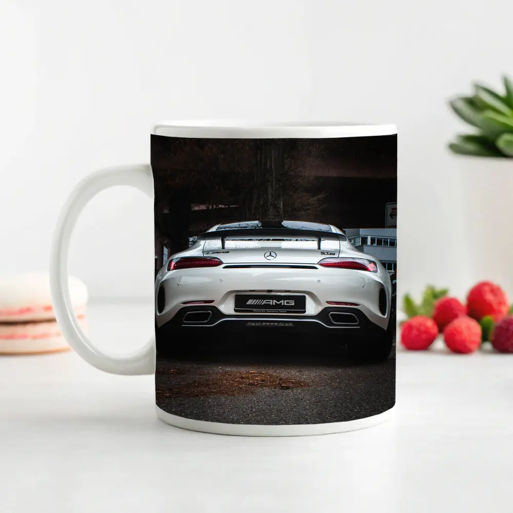 Mercedes AMG GT White Rear Urban Street – Mugs