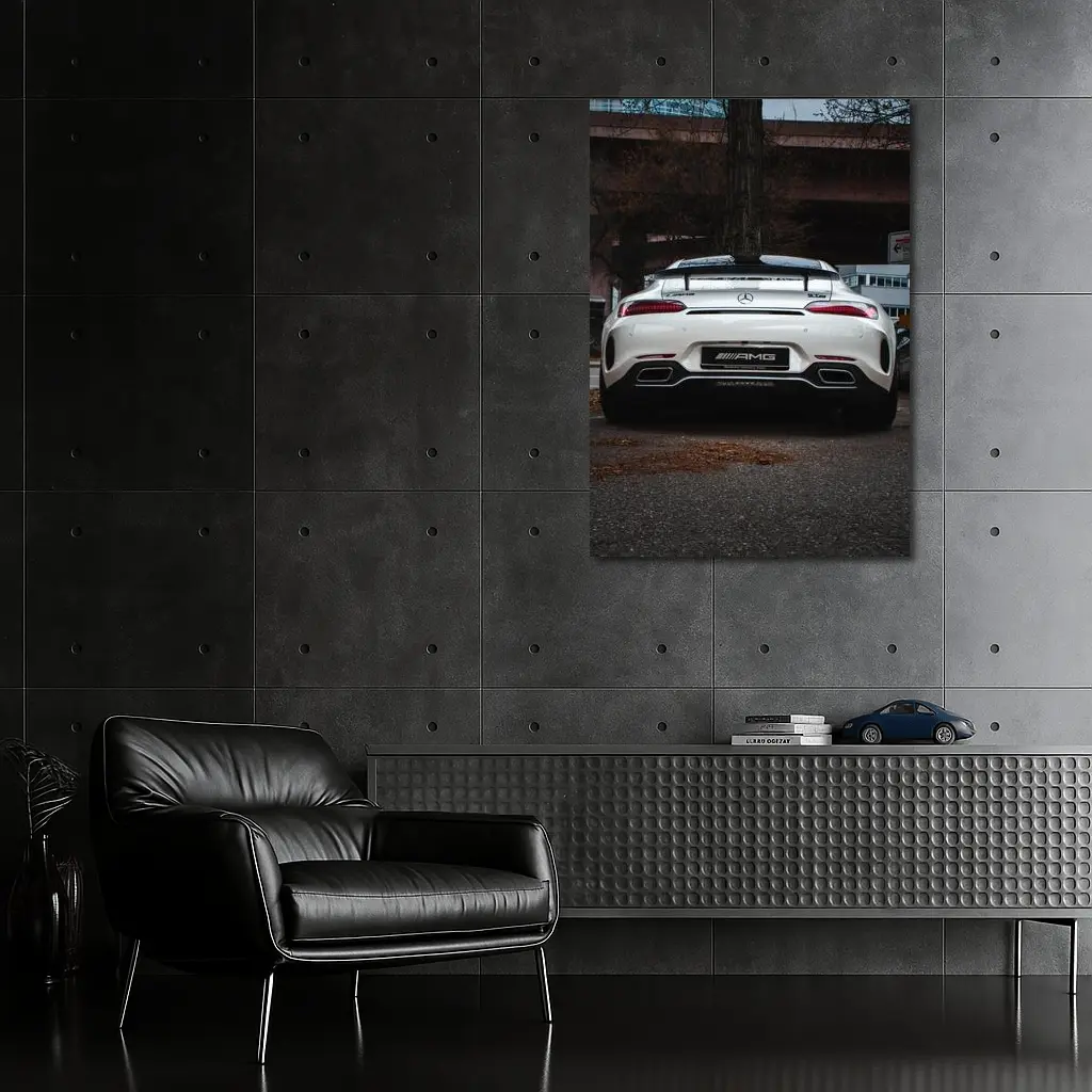 Mercedes AMG GT White Rear Urban Street – Wall Art