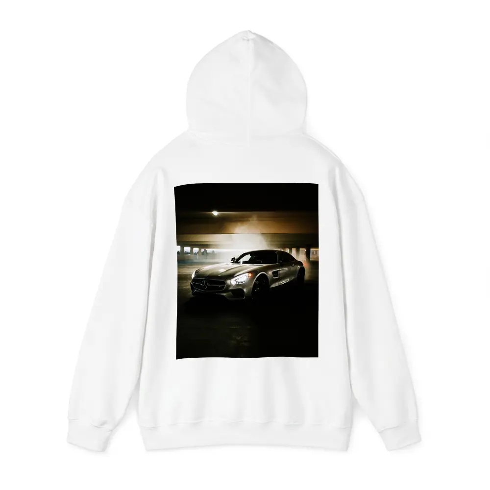 Mercedes AMG GT Silver Parking Garage Night – Hoodies