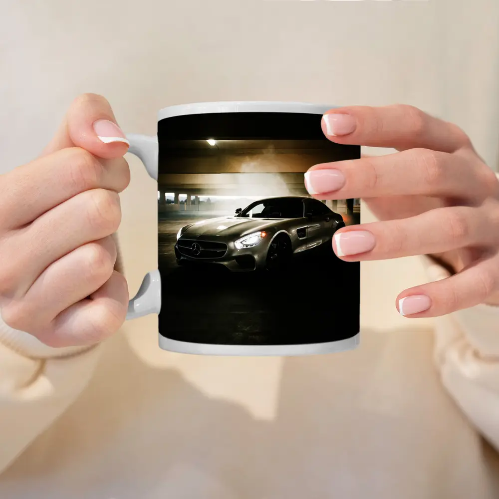 Mercedes AMG GT Silver Parking Garage Night – Mugs
