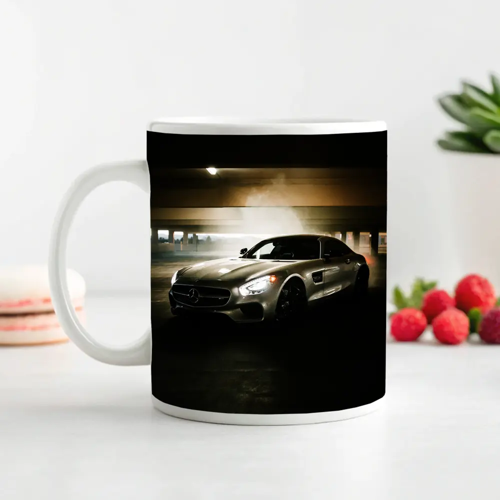 Mercedes AMG GT Silver Parking Garage Night – Mugs