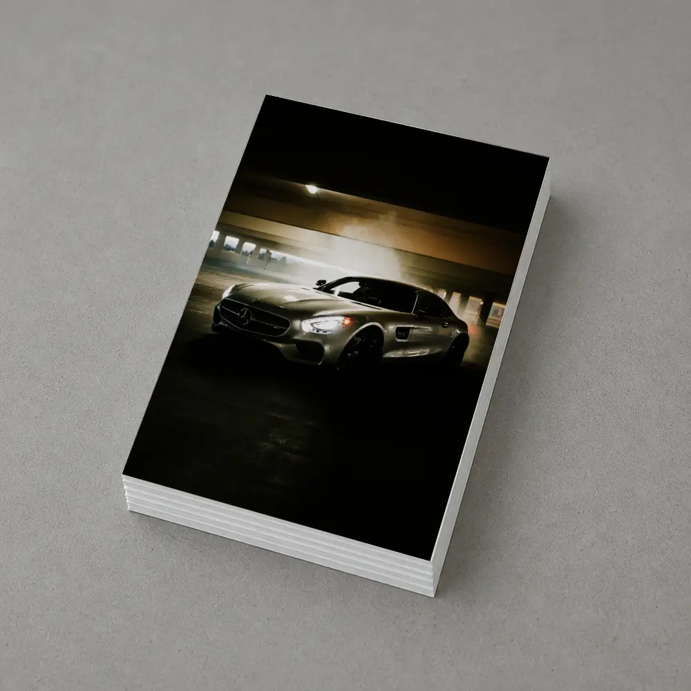 Mercedes AMG GT Silver Parking Garage Night – Postcards