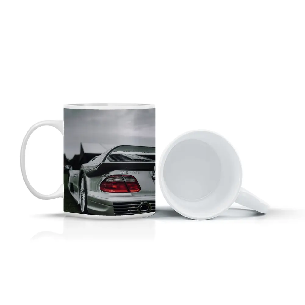 Mercedes CLK GTR Silver Rear Overcast Sky – Mugs